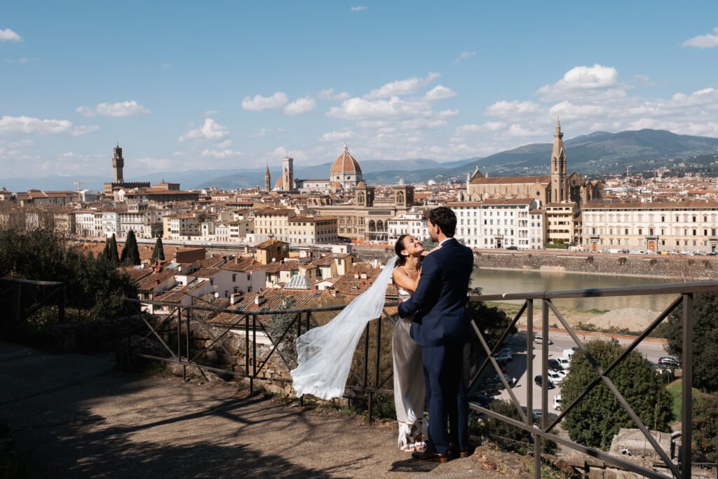 couple portrait florence skyline duomo italy romantic photoshoot view